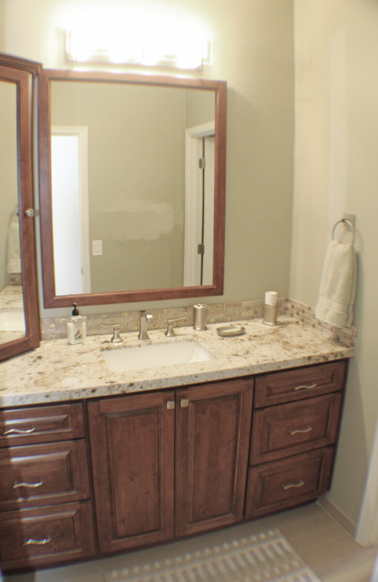 Zero entry shower with deco Shower and Bath Connection, LLC